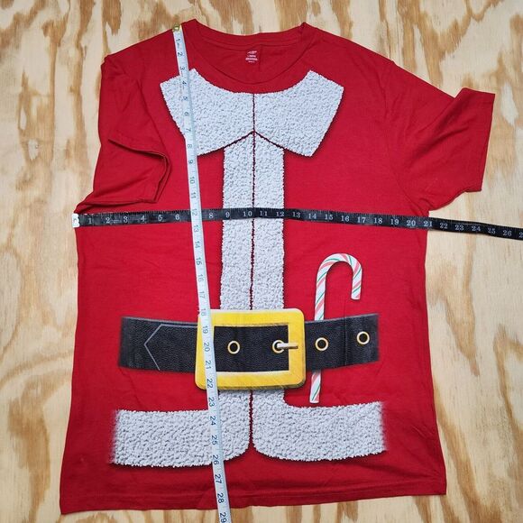 Men's L Christmas Holiday Time Graphic Print Santa Suit Candycane T-shirt - Picture 5 of 5